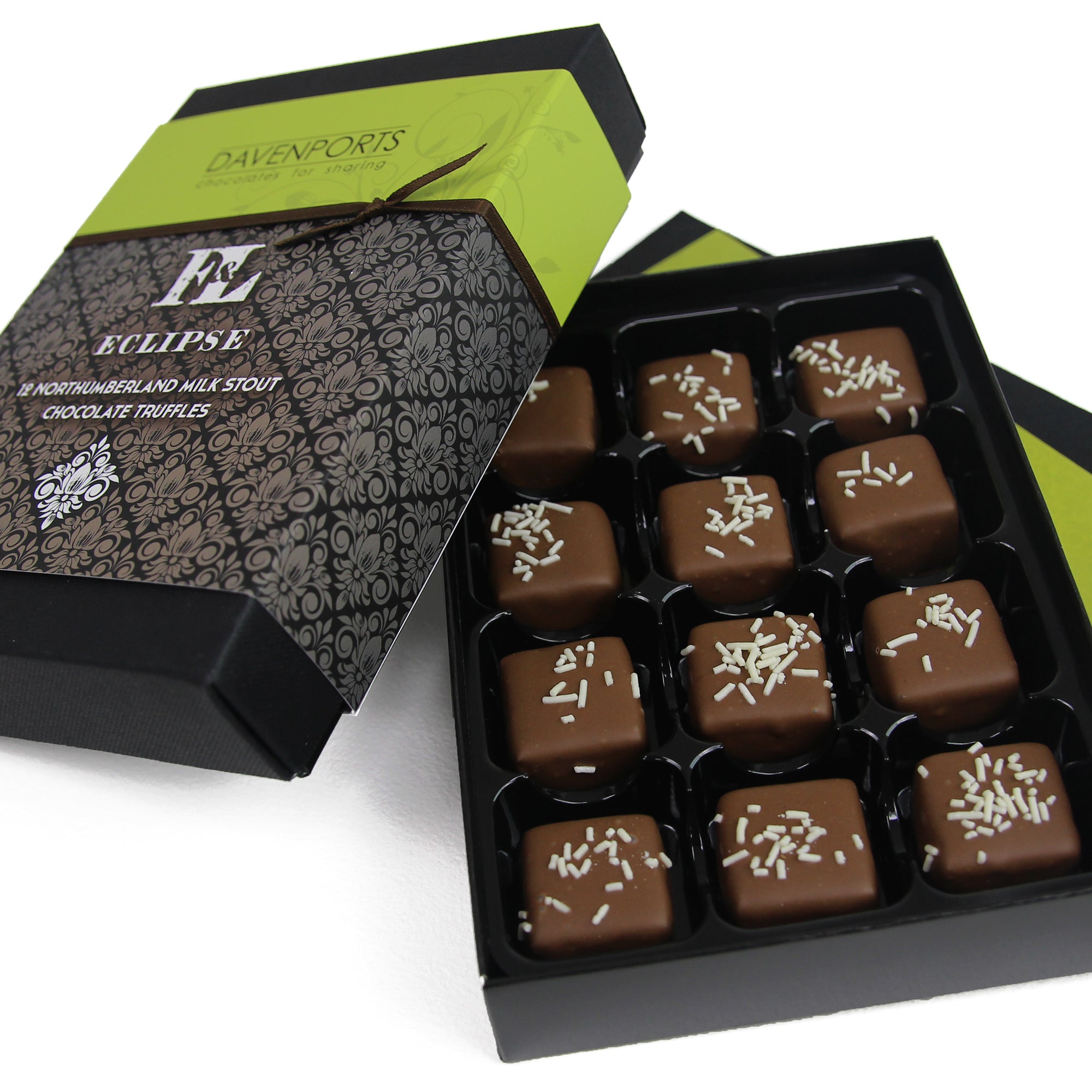 Eclipse Milk Stout Truffles Davenports Chocolates Gift Box open detail