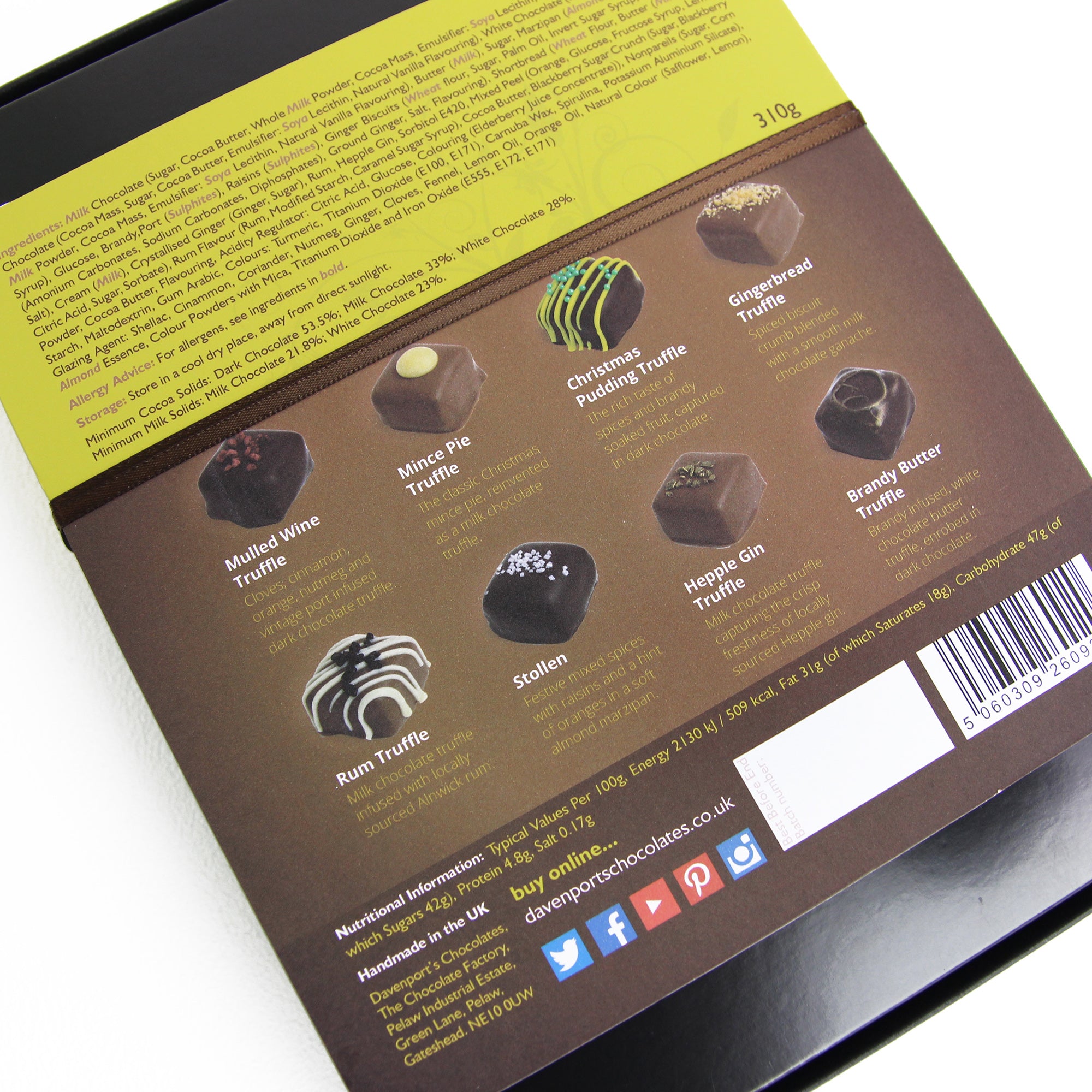 Davenport's Chocolates, Merry Little Christmas Collection back