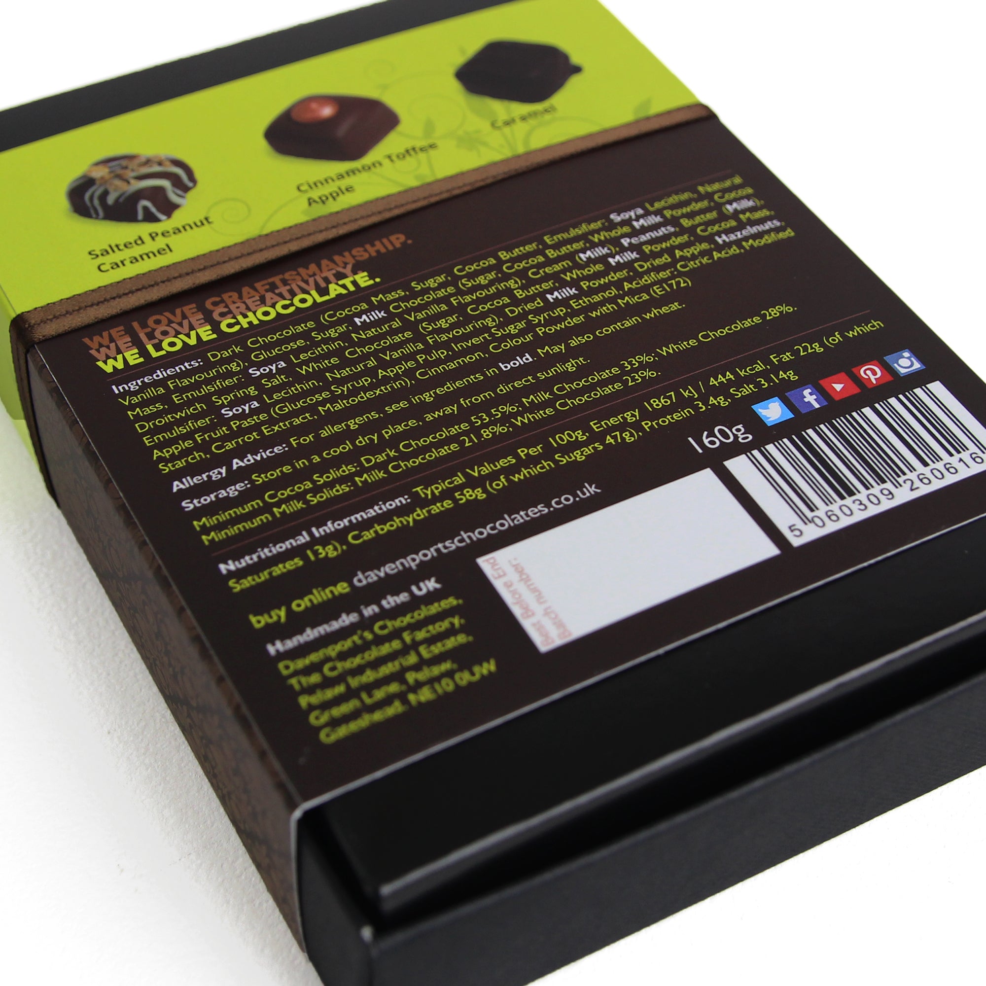 Davenport's Chocolates, Curious Caramels back detail