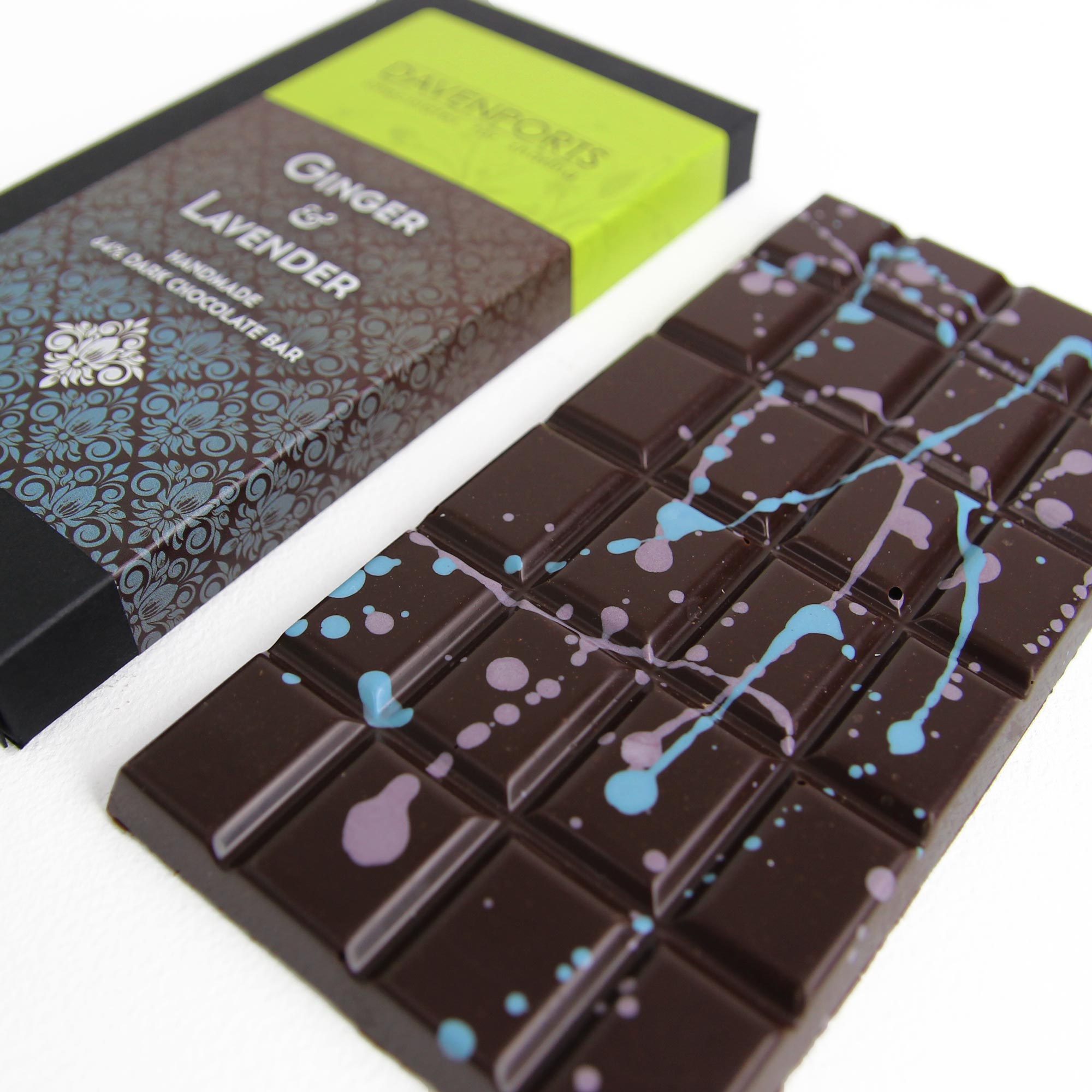 Davenport's Chocolates, Ginger and Lavender Bar Detail