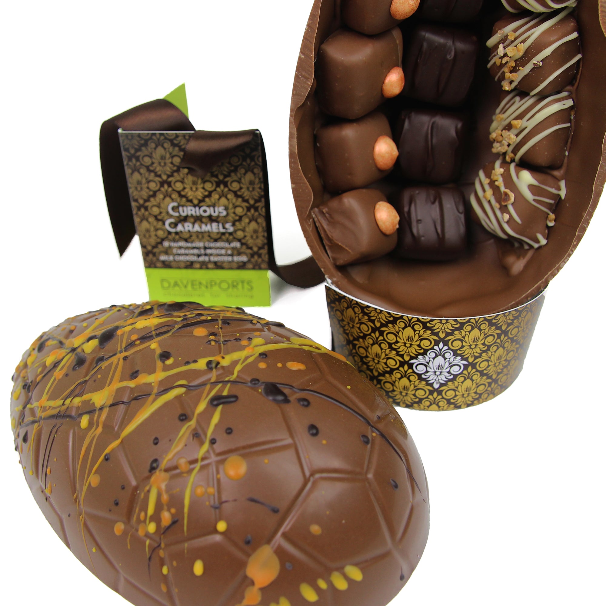 Davenports Chocolates Curious Caramels Egg Open