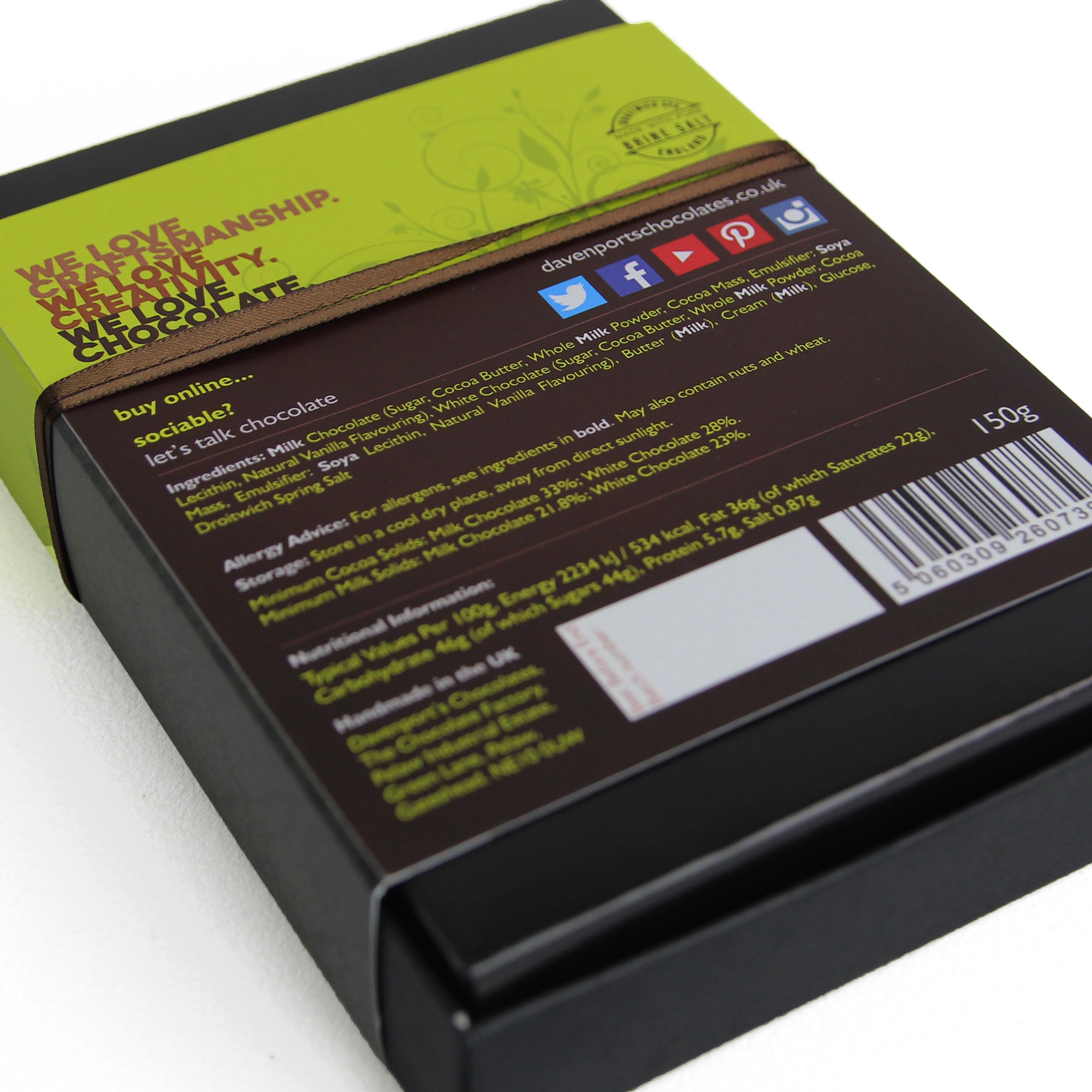 Davenport's Chocolates, Droitwich Salted Milk Chocolate Truffles back detail