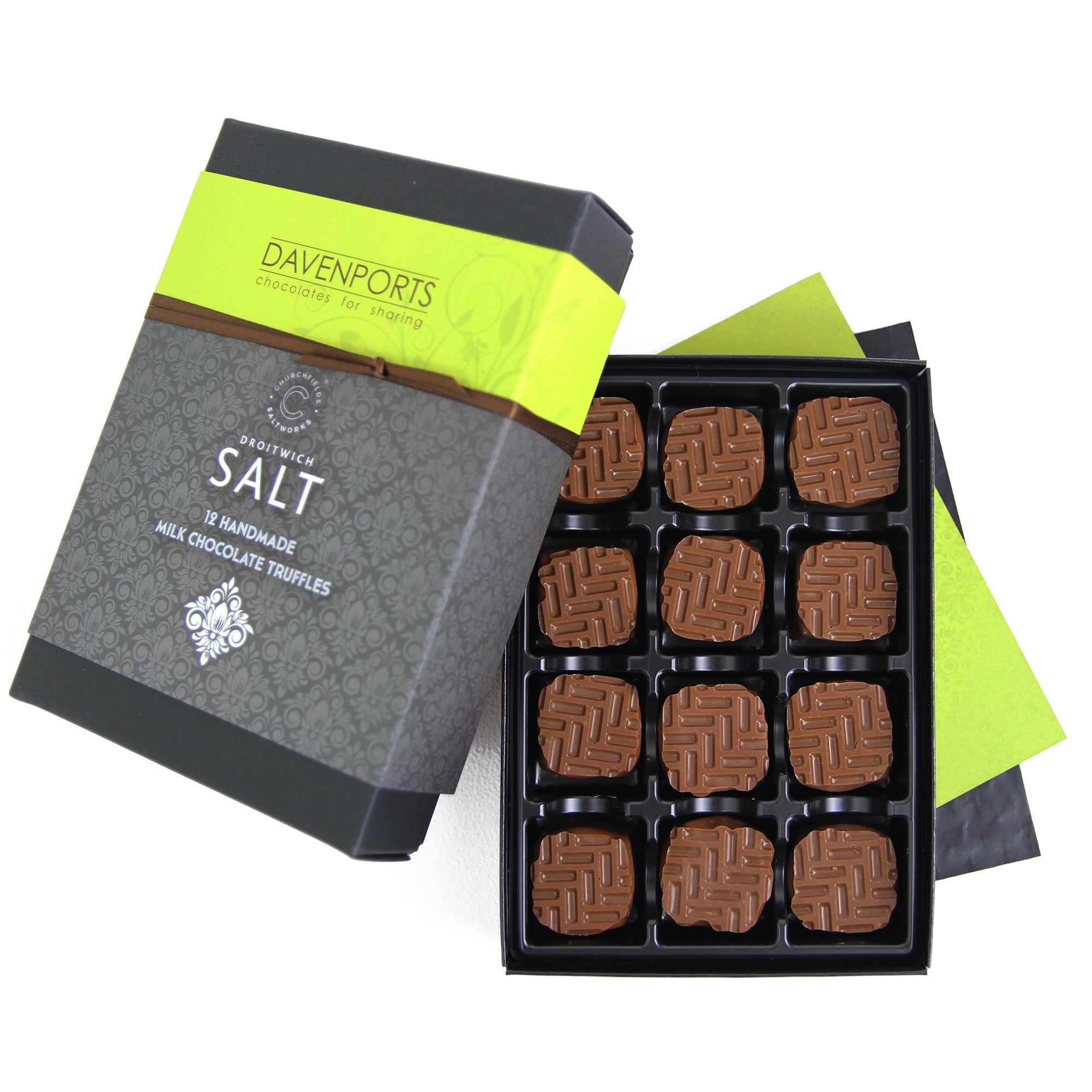 Davenport's Chocolates, Droitwich Salted Milk Chocolate Truffles open